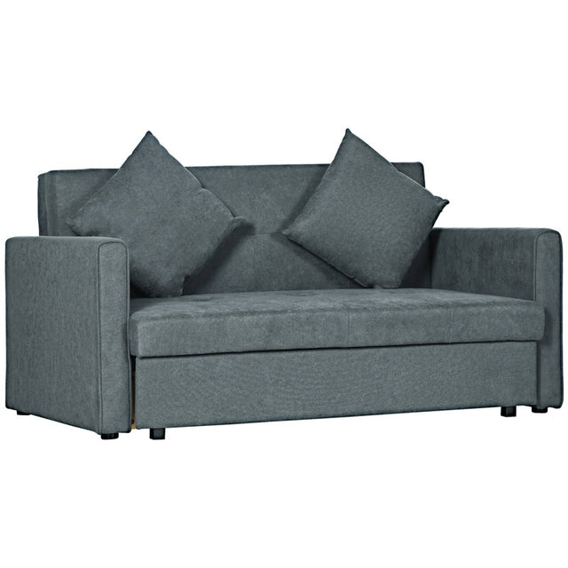 HOMCOM 2 Seater Sofa Bed, Convertible Bed Settee, Modern Fabric Loveseat Sofa Couch with 2 Cushions, Hidden Storage for Living Room, Guest Room, Dark Grey