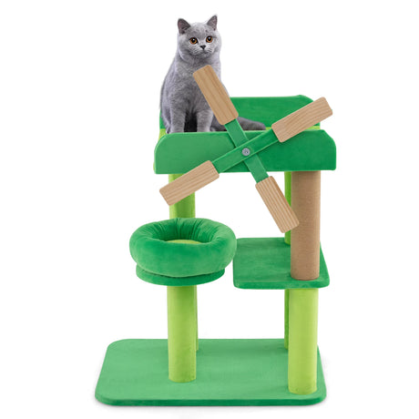 Small scratching post with lying area &amp; platforms &amp; scratching post cat tree in windmill shape