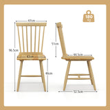 Set of 2 Windsor Dining Chairs with High Spindle Back-Natural