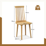 Windsor Dining Chairs Set of 2 with High Spindle Back and Natural Rubber Wood Legs for Dining Room Living Room-Natural