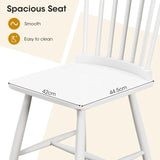 Set of 2 Windsor Style Armless Dining Chairs with Ergonomic Spindle Backs-White