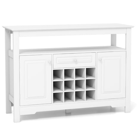 Buffet Sideboard Wine Liquor Coffee Bar Cabinet with Removable Wine Rack-White