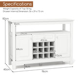 Buffet Sideboard Wine Liquor Coffee Bar Cabinet with Removable Wine Rack-White