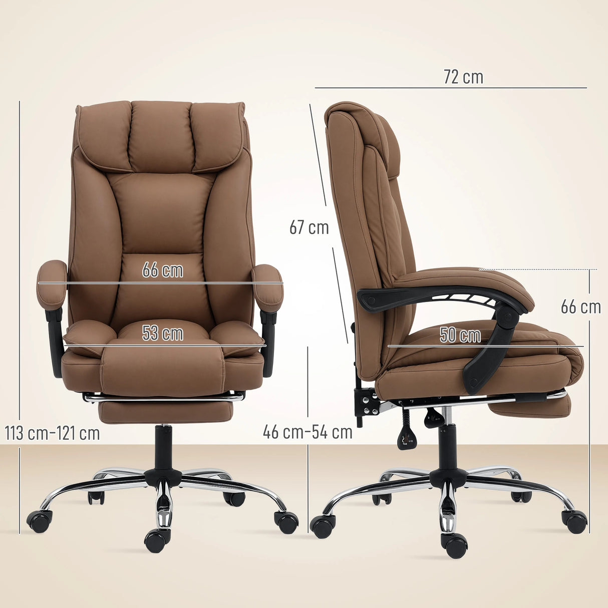 HOMCOM 155 Reclining Faux Leather Swivel Office Chair - Brown
