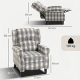 HOMCOM 160 Reclining Armchair, with Footrest - Grey and White