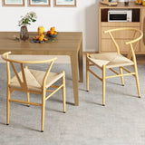 Mid-Century Modern Wishbone Dining Chair Set of 2-Natural