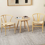 Mid-Century Modern Wishbone Dining Chair Set of 2-Natural