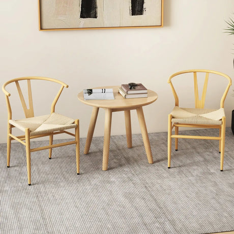 Mid-Century Modern Wishbone Dining Chair Set of 2-Natural