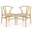 Mid-Century Modern Wishbone Dining Chair Set of 2-Natural