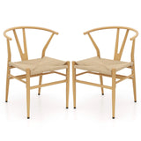 Mid-Century Modern Wishbone Dining Chair Set of 2-Natural