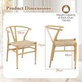 Mid-Century Modern Wishbone Dining Chair Set of 2-Natural