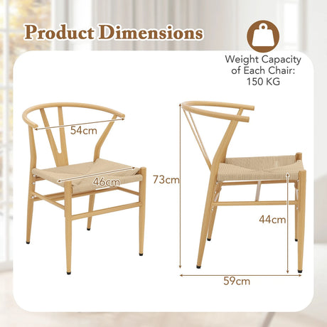 Mid-Century Modern Wishbone Dining Chair Set of 2-Natural