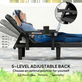 Outsunny Set of 2 Reclining Sun Loungers, 5 Positions Adjustable Outdoor Chaise Lounge Chair with Armrests, Black