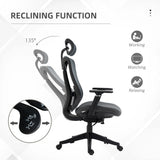 Vinsetto Mesh Office Chair, Ergonomic Desk Chair, Computer Chair with Adjustable Headrest and Lumbar Support, 135 Reclining Back and 3D Armrest for Home Office Study, Grey