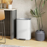 HOMCOM 50L Kitchen Bin with Soft-Close Lid and Stay-Open Function, Stainless Steel Pedal Bin with Removable Inner Bucket, Carry Handle for Kitchen, Office, Home, Cream