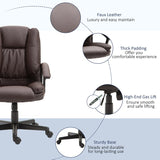 HOMCOM Office Chair, Computer Desk Chair, PU Leather Mid Back Executive Chair with Adjustable Height and Swivel Rolling Wheels for Home Study, Brown