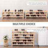 HOMCOM Three-Tier, 36 Bottle Wooden Wine Rack - Natural