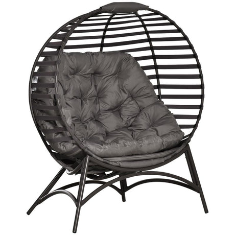 Outsunny Egg Chair with Cushion & Side Pocket - Brown