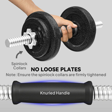 SPORTNOW 2-in-1 Adjustable Dumbbells Set, 20kg Weights Dumbbells Set with Non-Slip Grip for Strength Training, Weight Lifting, Bodybuilding, Home Gym Workout Equipment for Men & Women