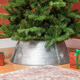 HOMCOM 66cm Hammered Steel Christmas Tree Base Collar
