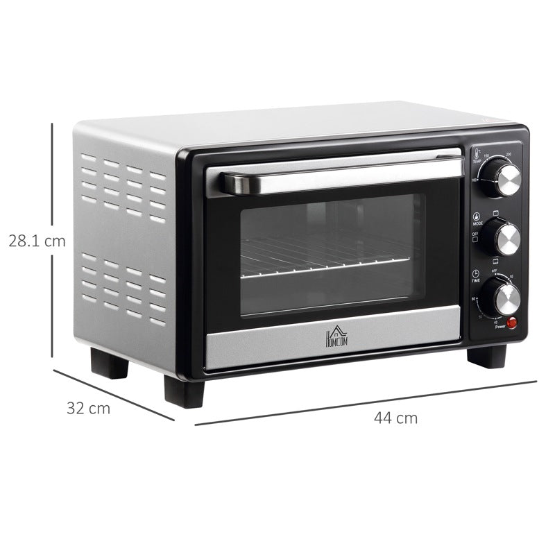 HOMCOM 16L Mini 1400W Countertop Oven - Black/Silver Tone