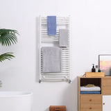 HOMCOM Curved Heated Towel Rail, Hydronic Bathroom Ladder Radiator Towel Warmer For Central Heating 600mm x 1200mm, White