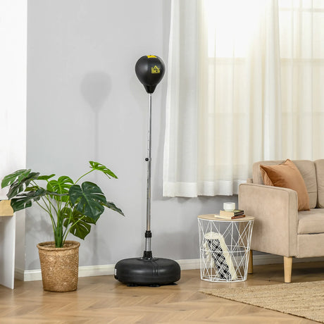 HOMCOM Punching Bag with Stand, 133-151cm Adjustable Height, for Teens, Gold Tone/Black