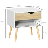 HOMCOM Set of 2 Bedside Table with Drawer and Shelf