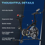 HOMCOM Indoor Stationary Exercise Bike 6kg Flywheel Fitness Cardio Workout Bke Trainer for Home Gym w/ Adjustable Resistance LCD Monitor Pad and Bottle Holder Black