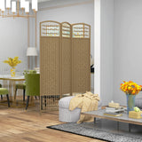 HOMCOM 3 Panel Folding Room Divider, Privacy Screen, Freestanding Paravent Partition Separator Natural Wood