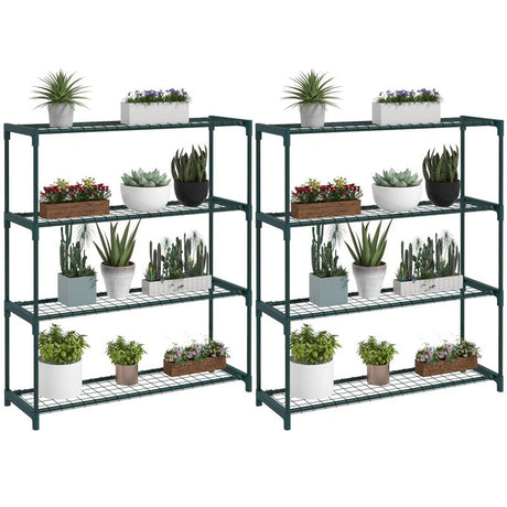 Outsunny Four-Tier Steel Plant Shelf - Black