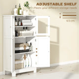 kleankin Bathroom Floor Cabinet, Freestanding Kitchen Cupboard with 2 Drawers, Adjustable Shelves and Tempered Glass Door, Wooden  Storage Unit for Living Room Kitchen Hallway