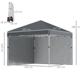 Outsunny 3 x 3 (M) Pop Up Gazebo, UPF 30+ with 2 Sidewalls, Leg Weight Bags and Wheeled Bag, Height Adjustable Party Tent Event Shelter for Garden, Patio, Dark Grey
