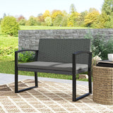 Outsunny Two-Seater Rattan Garden Bench - Light Grey