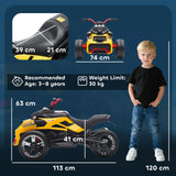 AIYAPLAY 12V Kids Electric Ride On Car with 3 Wheeler, MP3 Player, Horn, 2 Speeds, LED Lights for Boys & Girls Ages 3-8, Yellow
