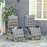 Outsunny 2 Piece Reclining Zero Gravity Sun Loungers with Cushions, Dark Grey