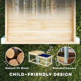 AIYAPLAY 2 PCS Wooden Outdoor Sand and Water Play Tables with Bottom Liner for Kids Aged 3-8 Years Old, Natural Wood Finish