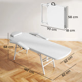 HOMCOM Portable Massage Table, 3 Section Adjustable Beauty Bed, Foldable Massage Bed with Face Hole, Recliner Chair with Removable Headrest and Armrests for Spa, Lash, Tattoo, White