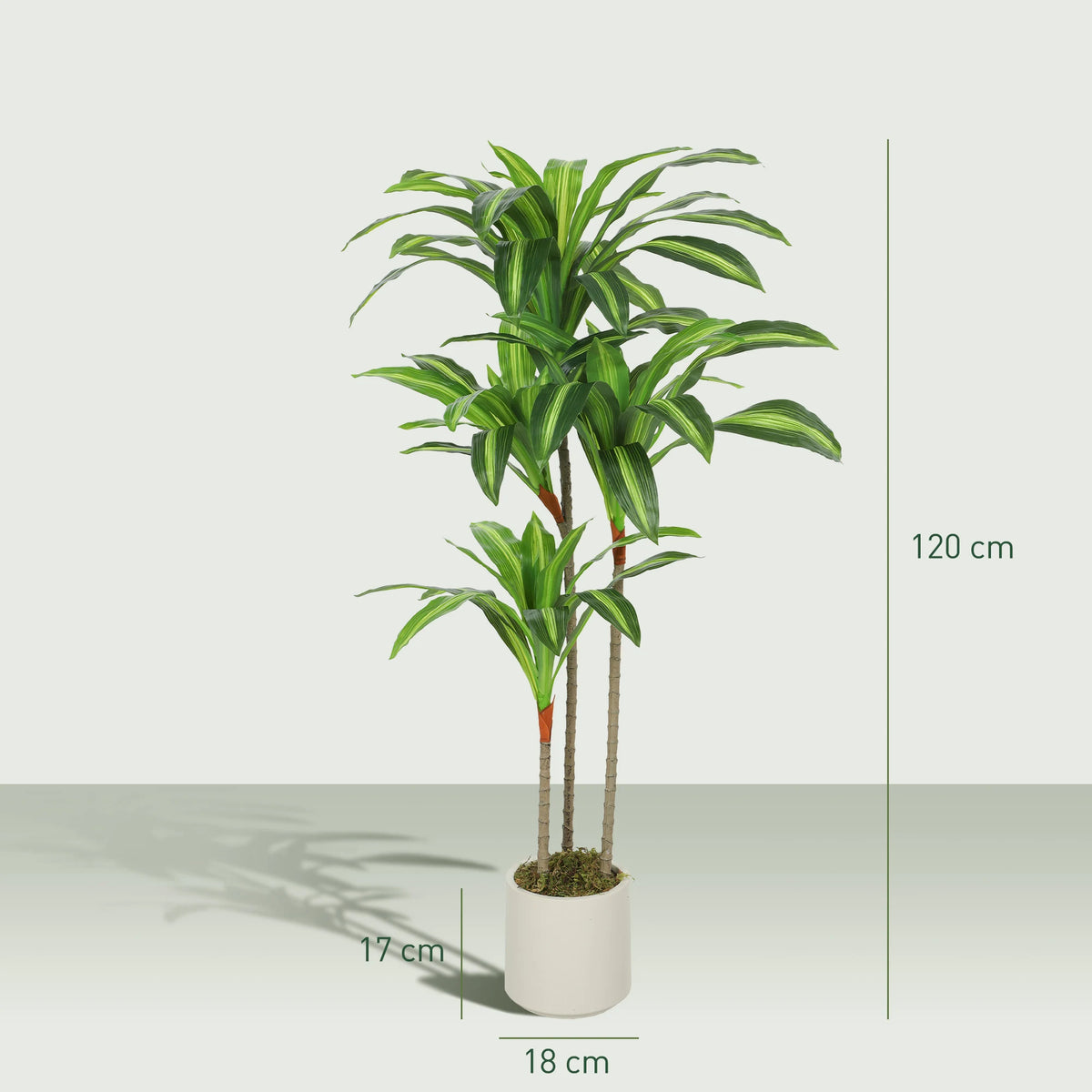HOMCOM 120cm Artificial Dracaena Tree with Bendable Trunks - Green