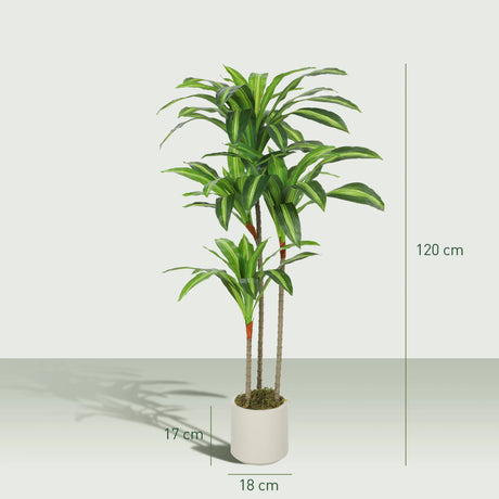 HOMCOM 120cm Artificial Dracaena Tree with Bendable Trunks - Green