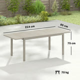 Outsunny Extending Garden Table, Aluminium Outdoor Dining Table for 8-10 with Wood-Like Grained Surface, Light Grey Wood Effect