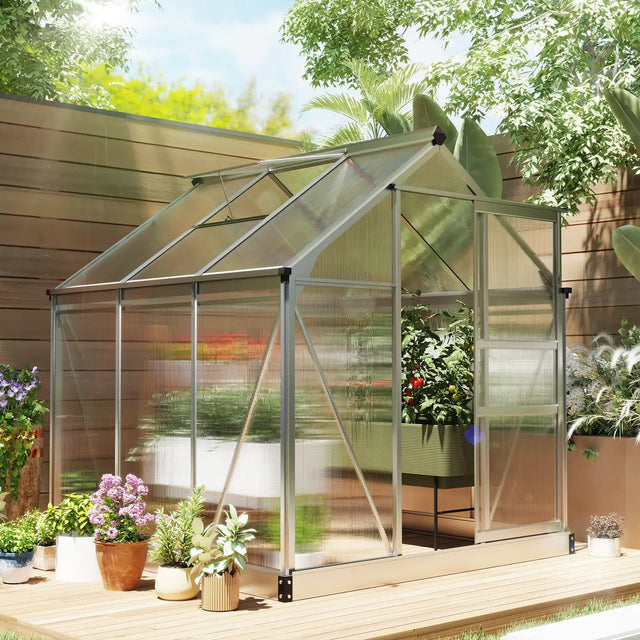Outsunny 6 x 6ft Polycarbonate Greenhouse - Clear