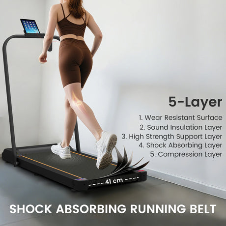 SPORTNOW 2.5HP Walking Pad, 1-6km/h Folding Treadmill with Remote Control and LED Display for Home Gym Office, Orange