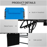Outsunny Set of Two Sun Loungers, with Five-Position Reclining Backs - Blue