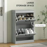HOMCOM Two-Drawer Minimalistic Shoe Storage Cabinet, for 10 Shoes, Grey