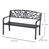 Outsunny 2-Seater Garden Bench, Steel-Black