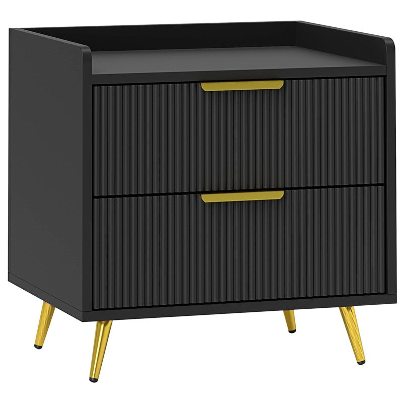 HOMCOM Elegant Two-Drawer Bedside Table - Black