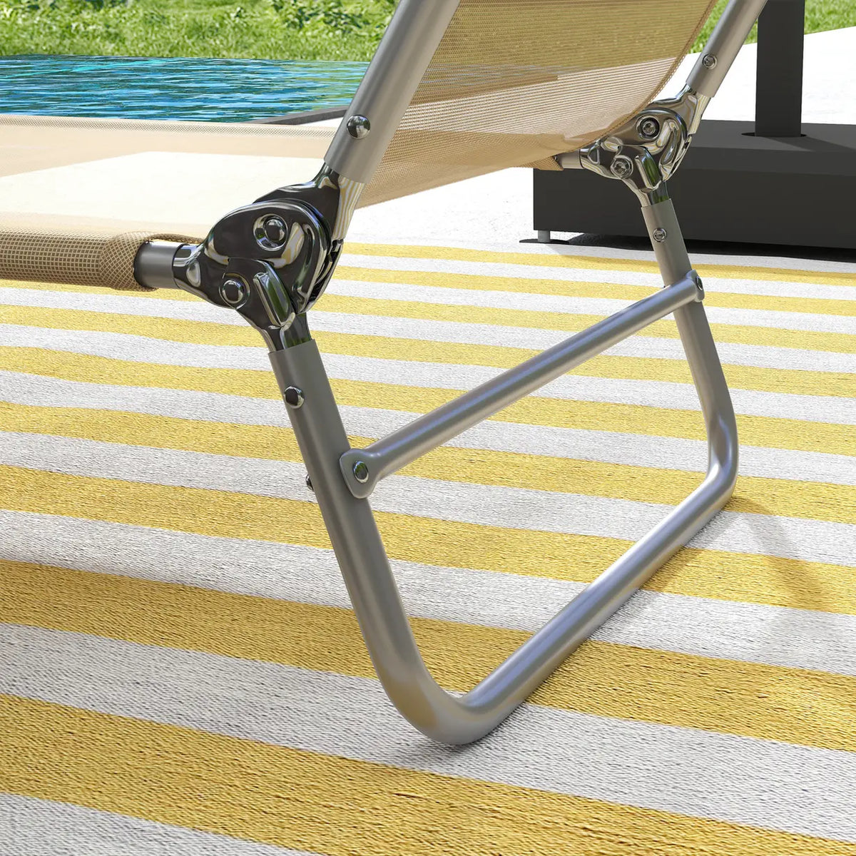 Outsunny Set of Two Steel Frame Sun Loungers, with Reclining Backs - Brown