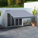 Outsunny 3 x 2.5m Manual Awning Canopy Sun Shade Shelter Retractable for Garden Grey