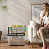 PawHut Two-Tier Hamster Cage with 31cm Deep Tray, Tube System, Water Bottle, Ramp, Feeding Bowl, Multicoloured